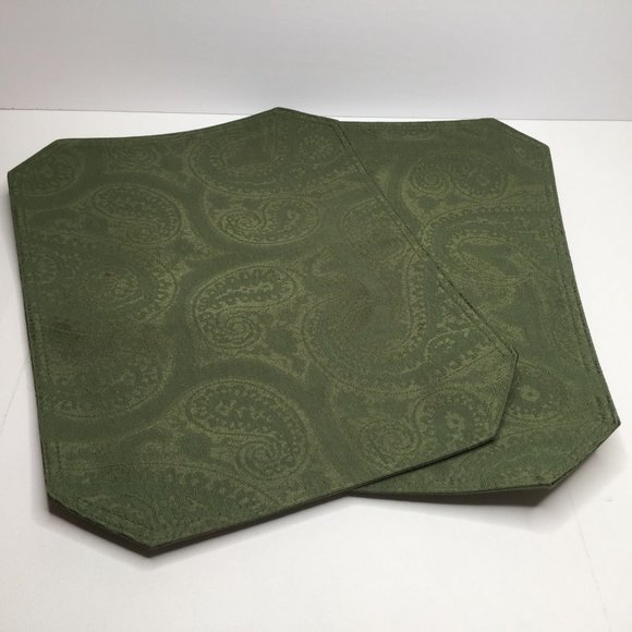 Fall Paisley Placemat Set Of 8 Red Gold Green Print Rich Colors - Picture 7 of 12